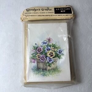 Carolyn's Crafts 3D Picture Kit #121 Wood Decopauge 2 prints Plaque Hanger Pansy